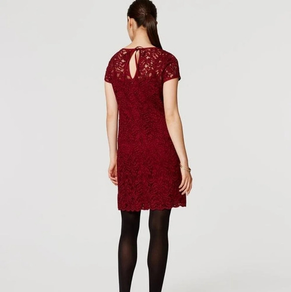 Loft Burgundy Lace Shift Dress - Picture 2 of 7
